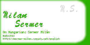milan sermer business card